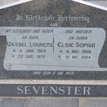 SEVENSTER Wessel Lourens 1904-1972 &amp; Elsie Sophia 1908-2004