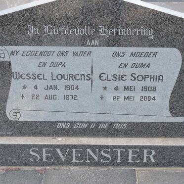 SEVENSTER Wessel Lourens 1904-1972 &amp; Elsie Sophia 1908-2004