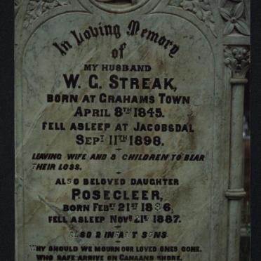 STREAK W.G. 1845-1898 :: STREAK Posecleer 1886-1887 :: STREAK infant son :: STREAK infant son