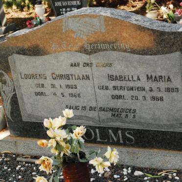 SOLMS Lourens Christiaan 1883-1968 &amp; Isabella Maria SERFONTEIN 1883-1966