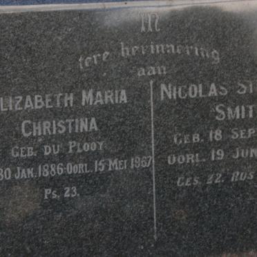 SMITH Nicolas Stefanus 1882-1954 &amp; Elizabeth Maria Christina DU PLOOY 1886-1967