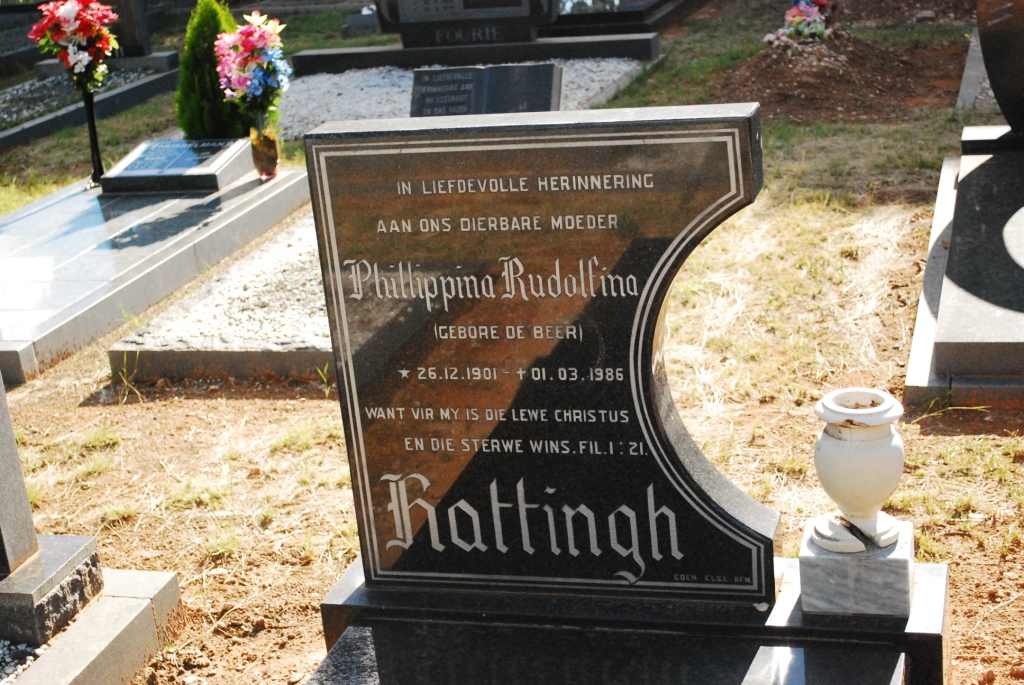 HATTINGH Phillippina Rudolfina nee DE BEER 1901-1986