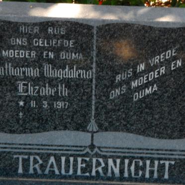 TRAUERNICHT Catharina Magdalena Elizabeth 1917-