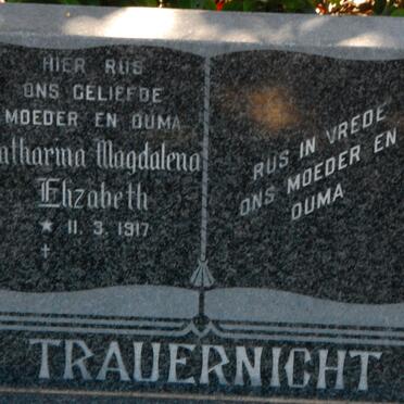 TRAUERNICHT Catharina Magdalena Elizabeth 1917-