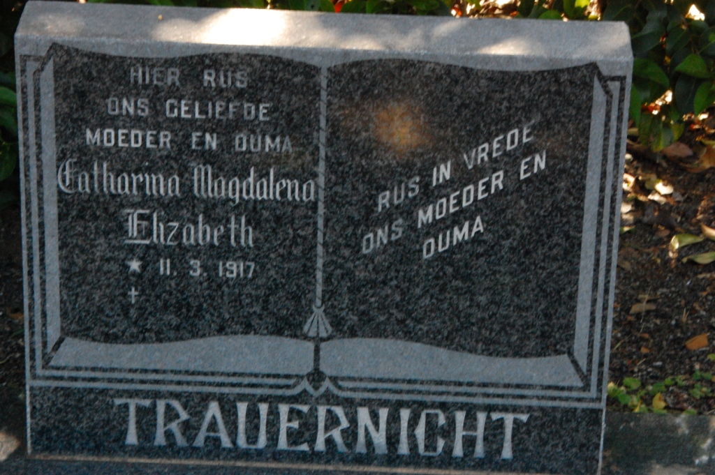 TRAUERNICHT Catharina Magdalena Elizabeth 1917-
