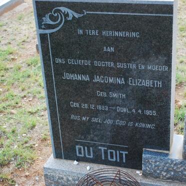 TOIT Johanna Jacomina Elizabeth, du nee SMITH 1893-1955