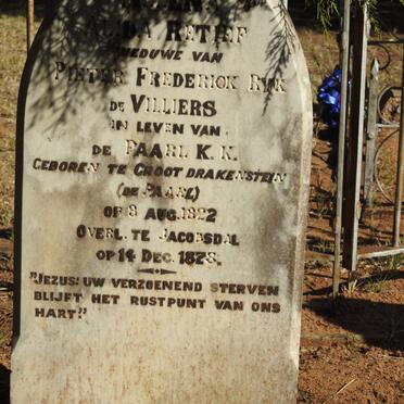 VILLIERS Alida, de voorheen RETIEF 1822-1878