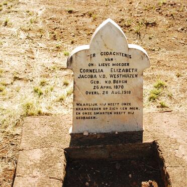 WESTHUIZEN Cornelia Elizabeth Jacoba, van der nee V.D. BERGH 1870-1918