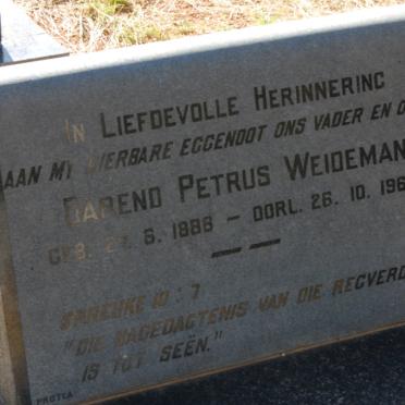 WEIDEMAN Barend Petrus 1888-1968