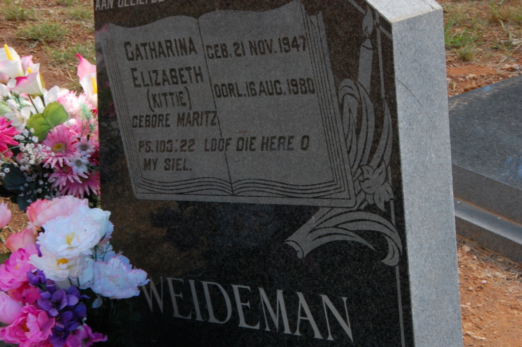 WEIDEMAN Catharina Elizabeth nee MARITZ 1947-1980