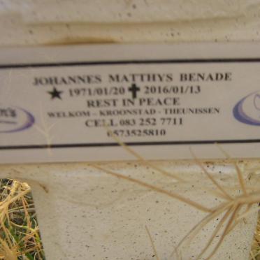 BENADE Johannes Matthys 1971-2016