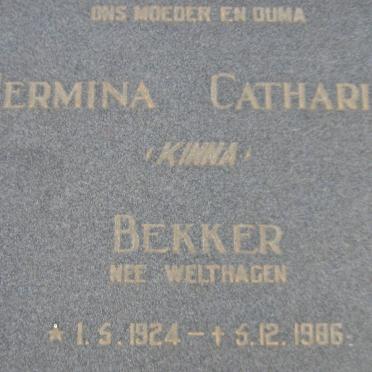 BEKKER Hermina Catharina nee WELTHAGEN 1924-1986
