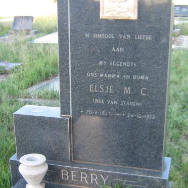 BERRY Frederick G. 1905-1973 &amp; Elsje M.C. VAN STADEN 1903-1972