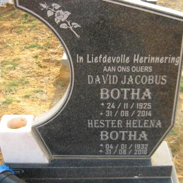 BOTHA David Jacobus 1925-2014 &amp; Hester Helena 1932-2016