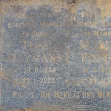 HEYMANS Tina 1924-2000 :: POTTAS Martie 1951-1999