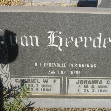 HEERDEN Gabriel W.F., van  1893-1980 &amp; Johanna C. 1895-1981