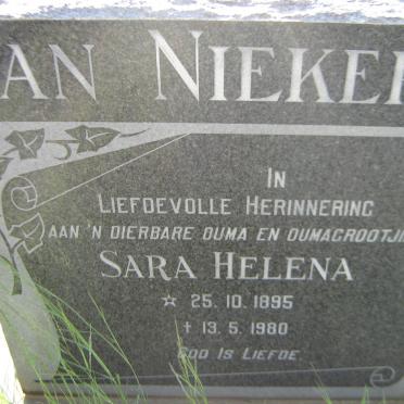 NIEKERK Sara Helena, van 1895-1980