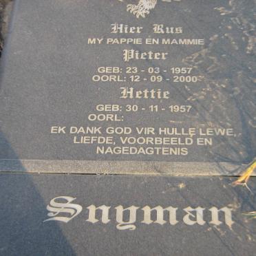 SNYMAN Pieter 1957-2000 &amp; Hettie 1957-