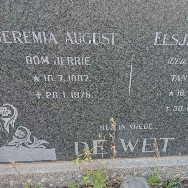 WET Jeremia August, de 1887-1976 &amp; Elsje Susanna VAN WYK 1895-1976