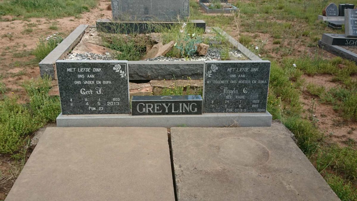 GREYLING Gert F. 1933-2013 & Engela C. RABIE 1929-1997