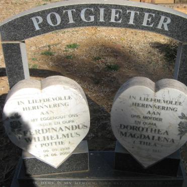 POTGIETER Ferdinandus Wilhelmus 1938-2000 &amp; Dorothea Magdalena 1932-