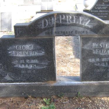 PREEZ George Frederik, du 1882-1974 &amp; Hester Maria Elizabeth SMIDT 1893-1969