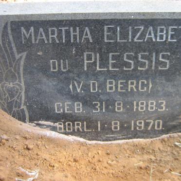 PLESSIS Martha Elizabeth, du nee V.D. BERG 1883-1970
