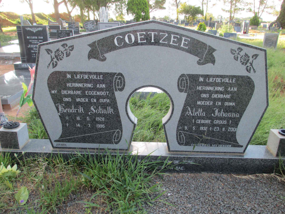 COETZEE Hendrik Schalk 1928-1995 & Aletta Johanna CROUS 1932-2001
