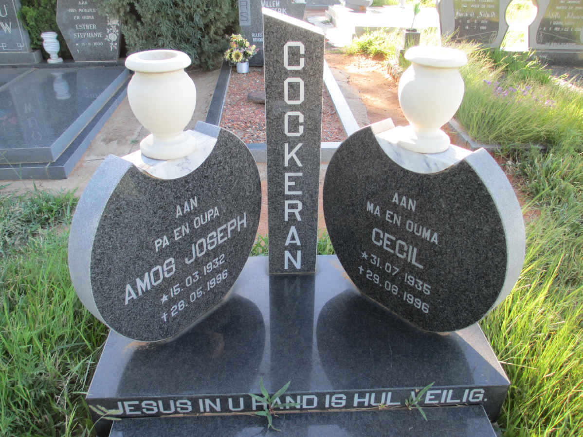 COCKERAN Amos Joseph 1932-1996 & Cecil 1935-1996