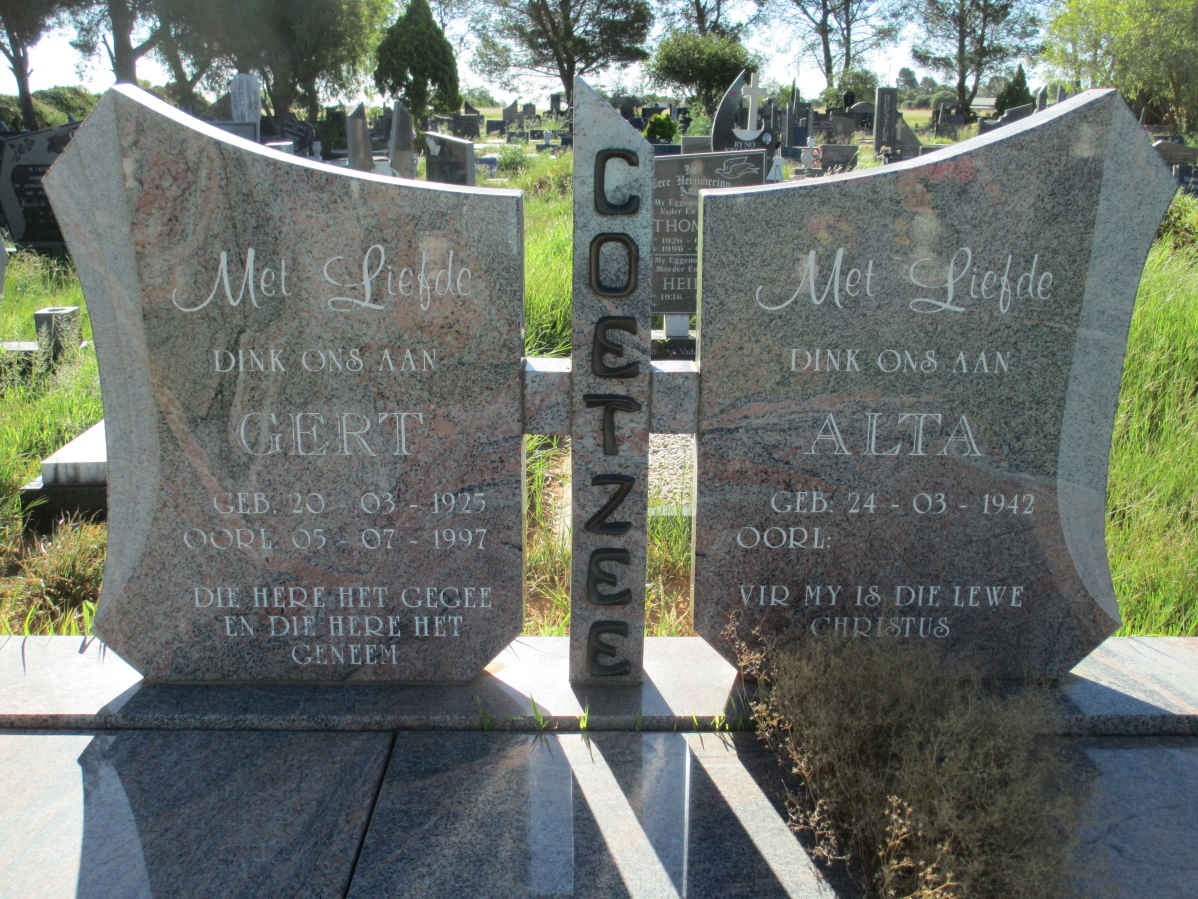 COETZEE Gert 1925-1997 & Alta 1942-