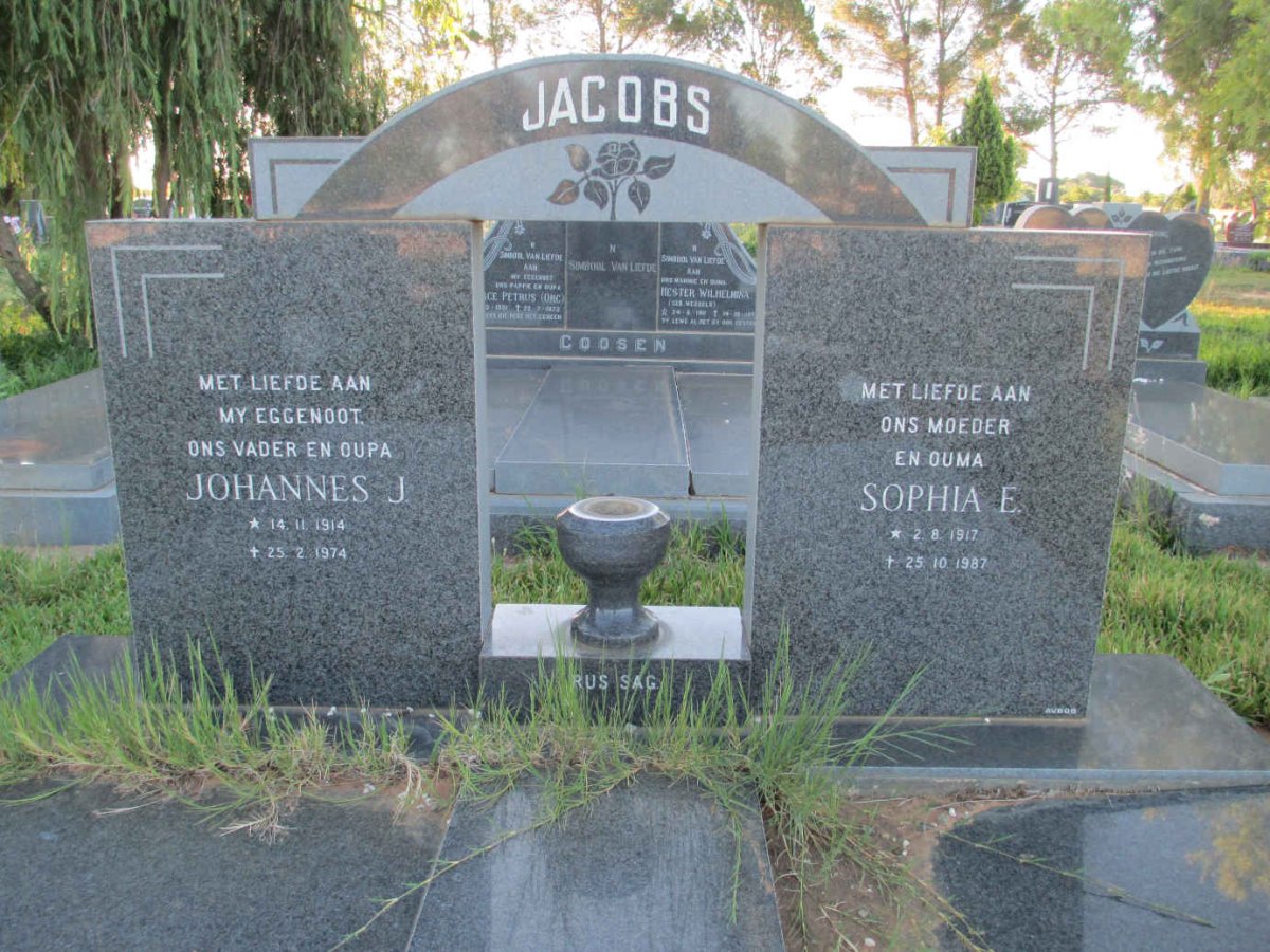 JACOBS Johannes J. 1914-1974 & Sophia E. 1917-1987