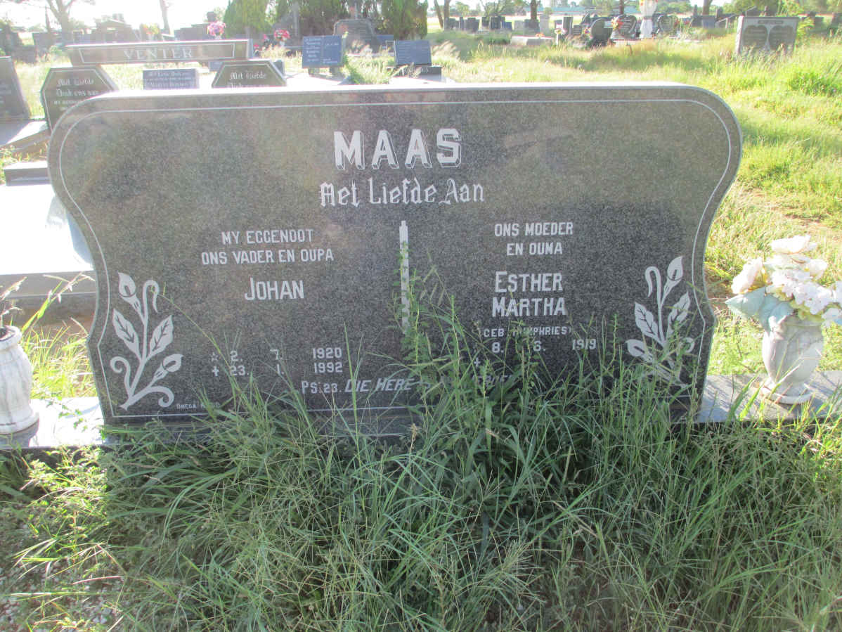 MAAS Johan 1920-1992 & Esther Martha HUMPHRIES 1919-