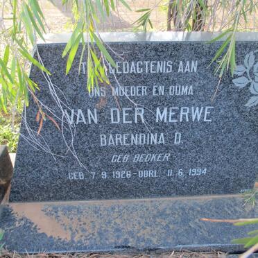 MERWE Barendina D., van der nee BECKER 1926-1994