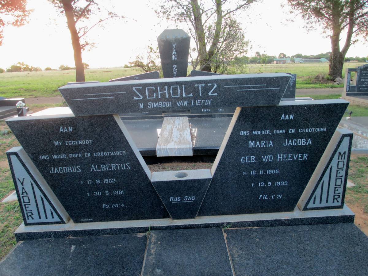 SCHOLTZ Jacobus Albertus 1902-1981 & Maria Jacoba V.D. HEEVER 1905-1993
