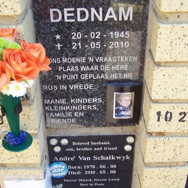 DEDNAM Annie 1945-2010 :: VAN SCHALKWYK Andre 1978-2010