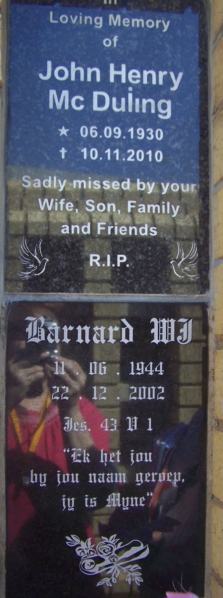 MCDULING John Henry 1930-2010 :: BARNARD M.J. 1944-2002