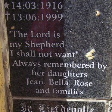 SHIEL Doreen Mary nee DE ROMERO 1916-1999 :: JANSEN VAN VUUREN Gert Josephus 1931-1997