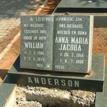 ANDERSON William 1906-1976 &amp; Anna Maria Jacoba 1914-1990