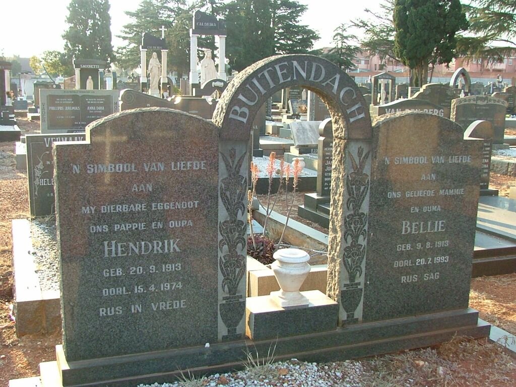BUITENDACH Hendrik 1913-1974 &amp; Bellie 1913-1993
