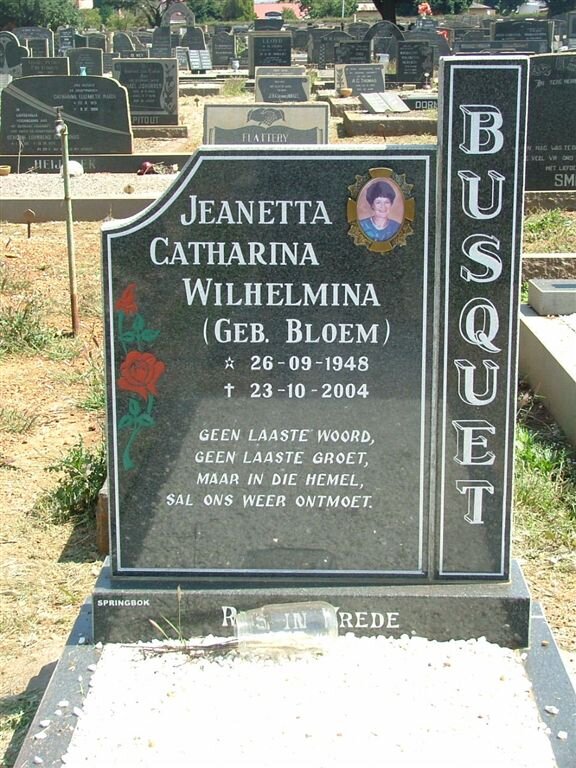 BUSQUET Jeanetta Catharina Wilhelmina nee BLOEM 1948-2004