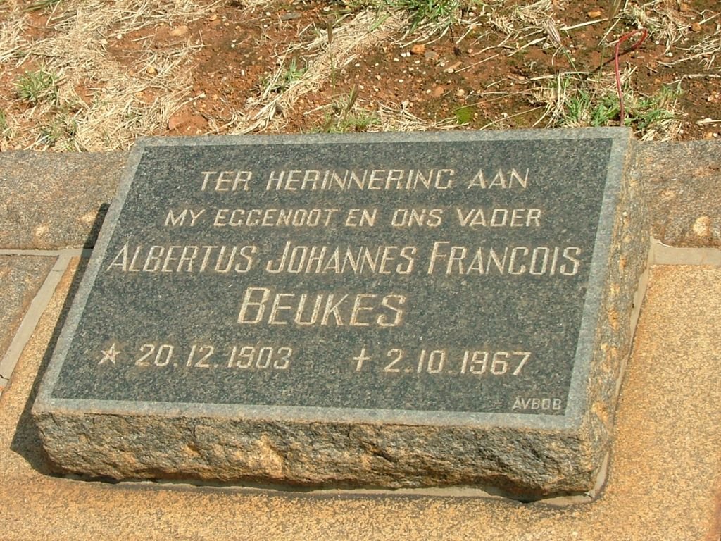 BEUKES Albertus Johannes Francois 1903-1967