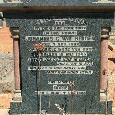 BERGEN Johannes C, van 1902-1945 &amp; Dorie 1906-1955