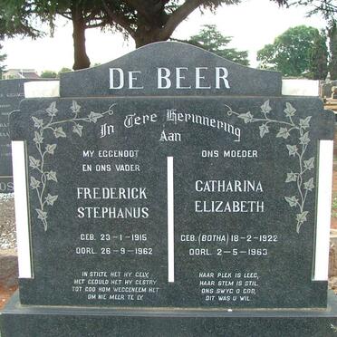 BEER Frederick Stephanus, de 1915-1962 &amp; Catharina Elizabeth BOTHA 1922-1963
