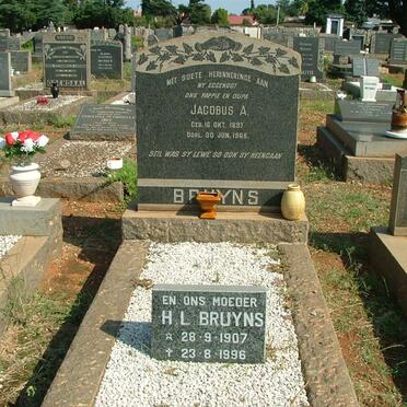 BRUYNS Jacobus A 1897-1965 &amp; H.L. 1907-1996