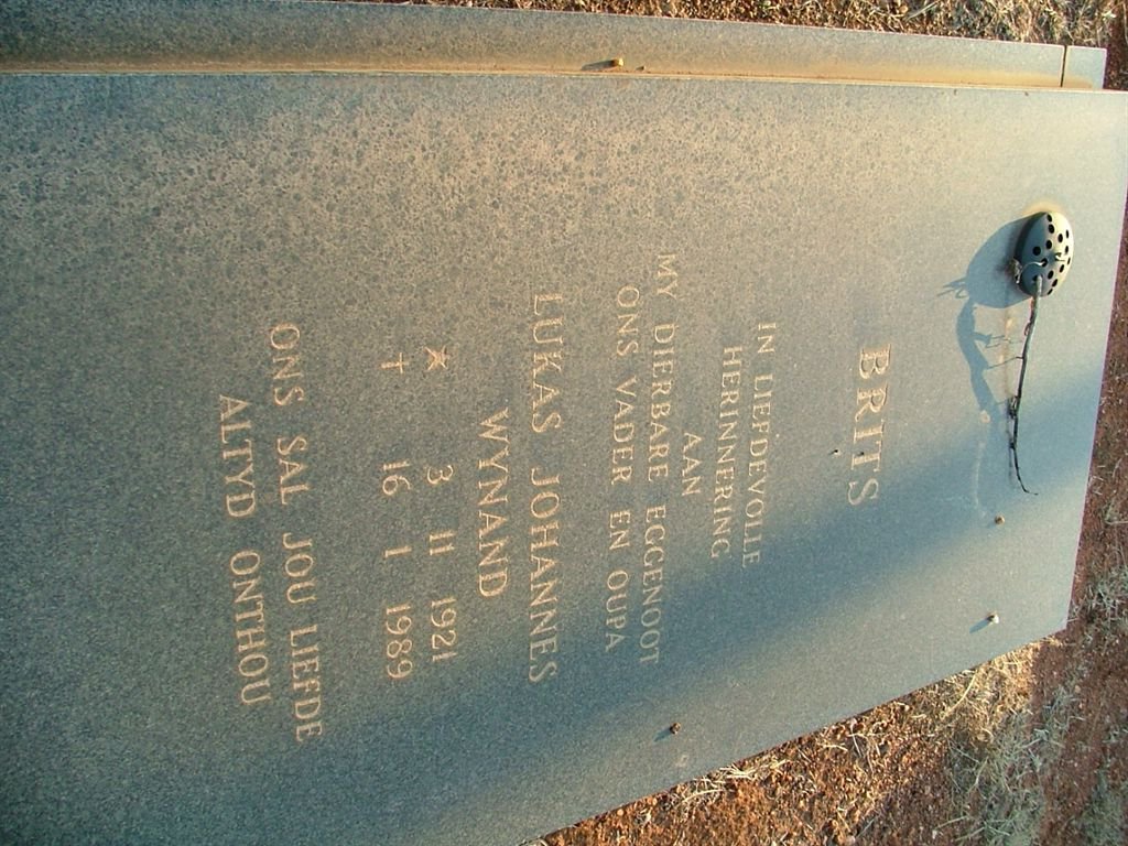 BRITS Lukas Johannes Wynand 1921-1989