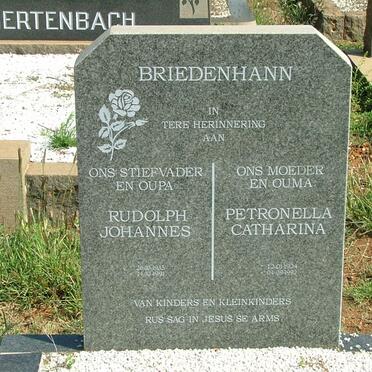 BREDENHANN Rudolph Johannes 1935-1991 &amp; Petronella Catherina 1924-1992