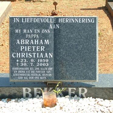 BEKKER Abraham Pieter Christiaan 1959-2003