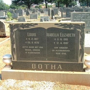 BOTHA Louis 1917-1970 &amp; Isabella Elizabeth 1919-1987