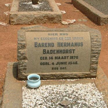 BADENHORST Barend Hermanus 1875-1946