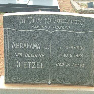 COETZEE Abrahama J. nee OELOFSE 1900-1964